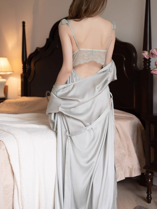 Sage Whisper Lace Nightgown Set