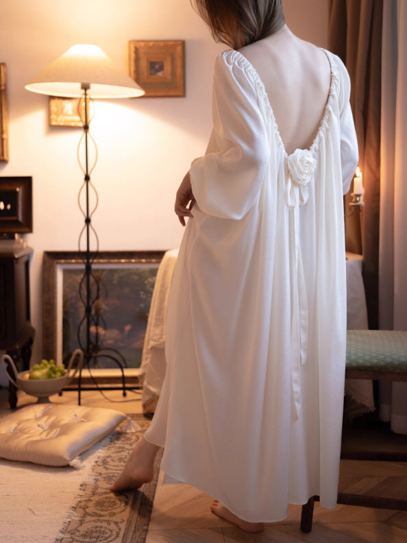 Rose Back Vintage Ivory Nightgown