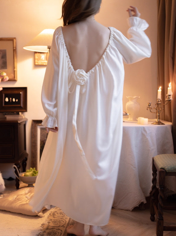 Rose Back Vintage Ivory Nightgown