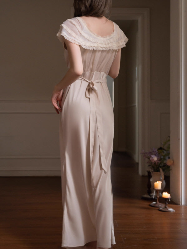 Victorian Lace Collar Cream Nightgown