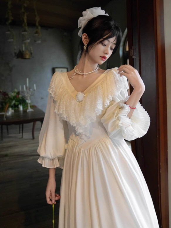 White Lace Blossom Fairytale Dress
