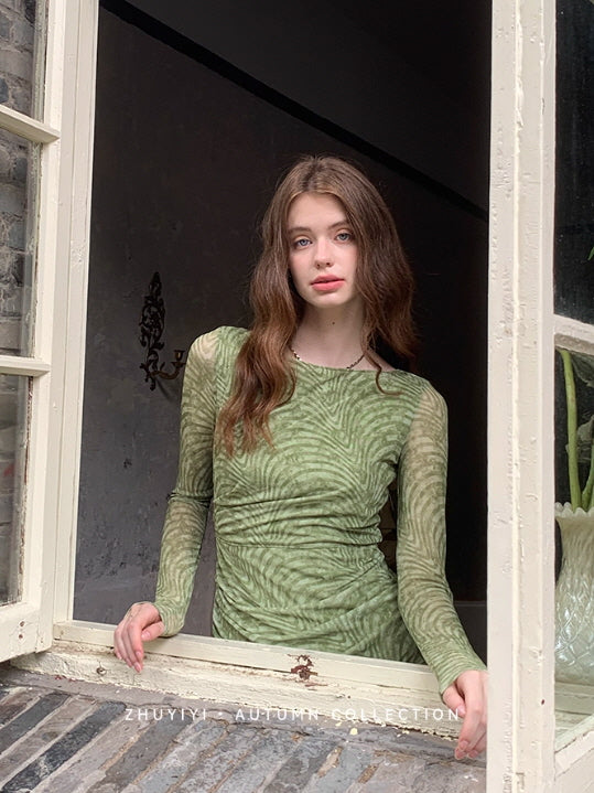 Olive Textured Long Dress
