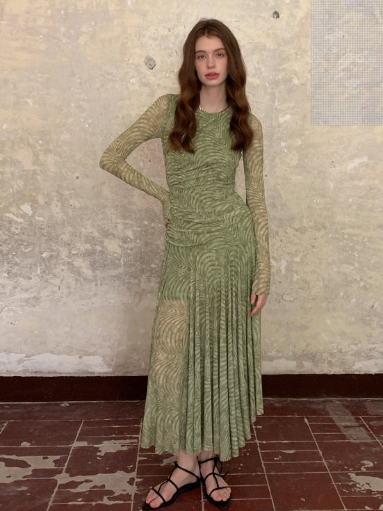 Olive Textured Long Dress