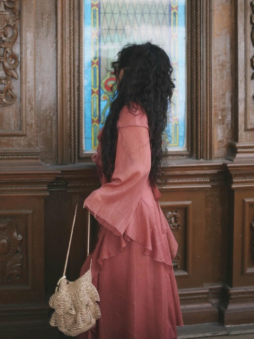 Rose Ruffle Vintage Dusty Pink Dress