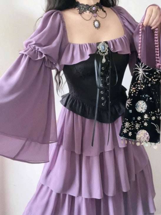Violet Corset Tiered Ruffle Dress