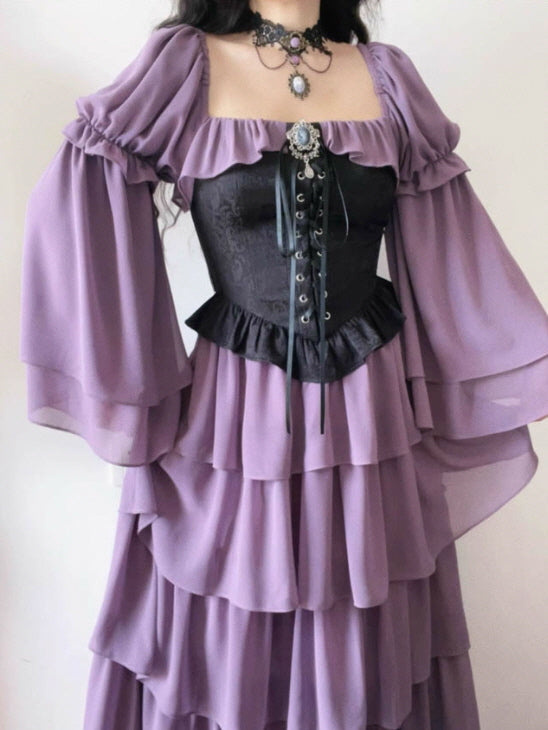 Violet Corset Tiered Ruffle Dress