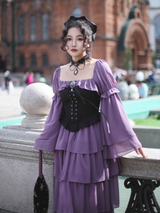 Violet Corset Tiered Ruffle Dress