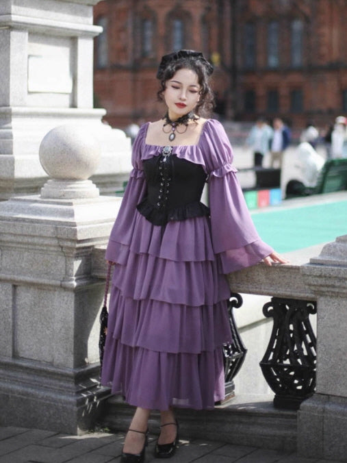 Violet Corset Tiered Ruffle Dress