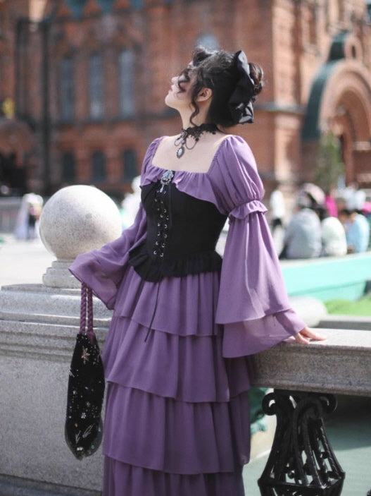 Violet Corset Tiered Ruffle Dress