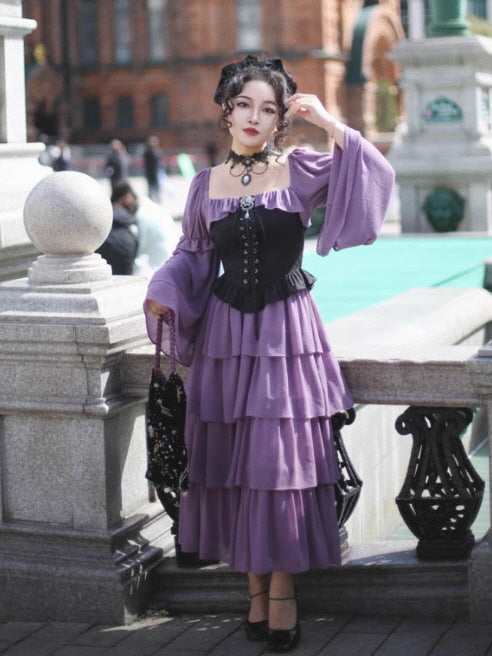 Violet Corset Tiered Ruffle Dress