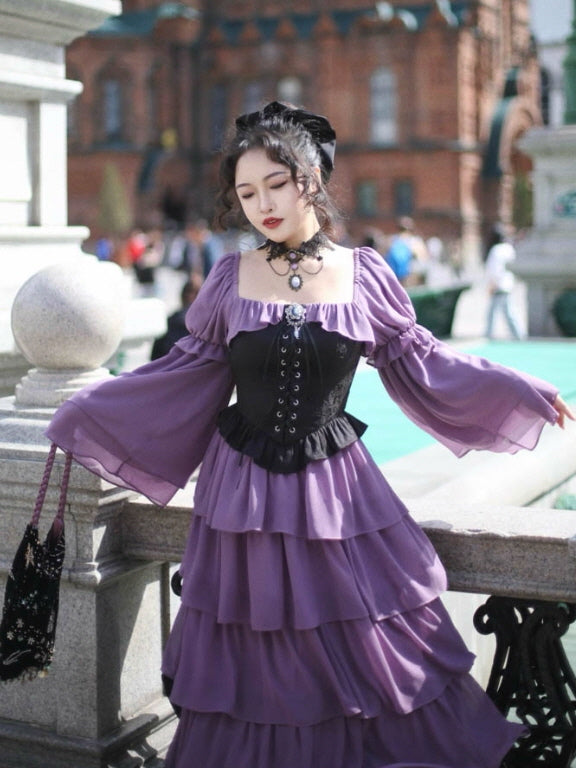 Violet Corset Tiered Ruffle Dress