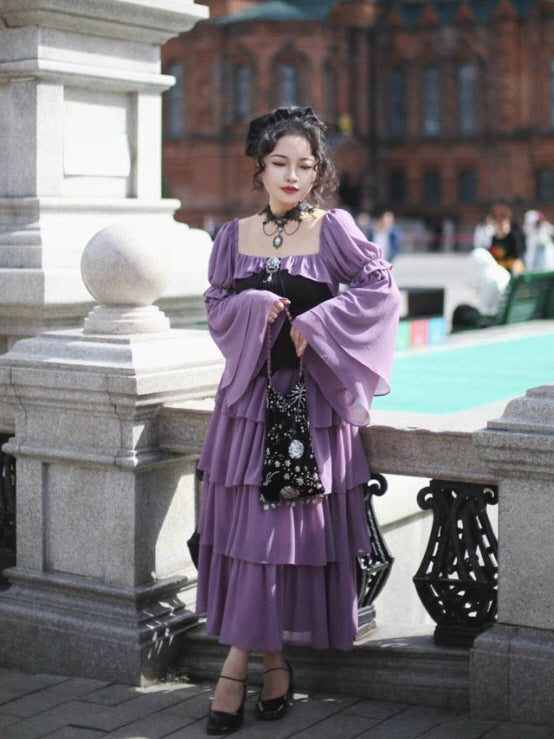 Violet Corset Tiered Ruffle Dress