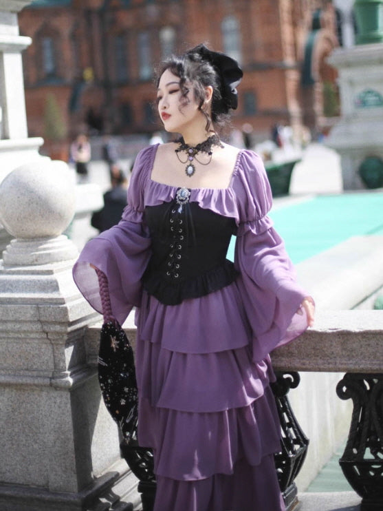Violet Corset Tiered Ruffle Dress