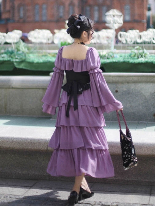 Violet Corset Tiered Ruffle Dress