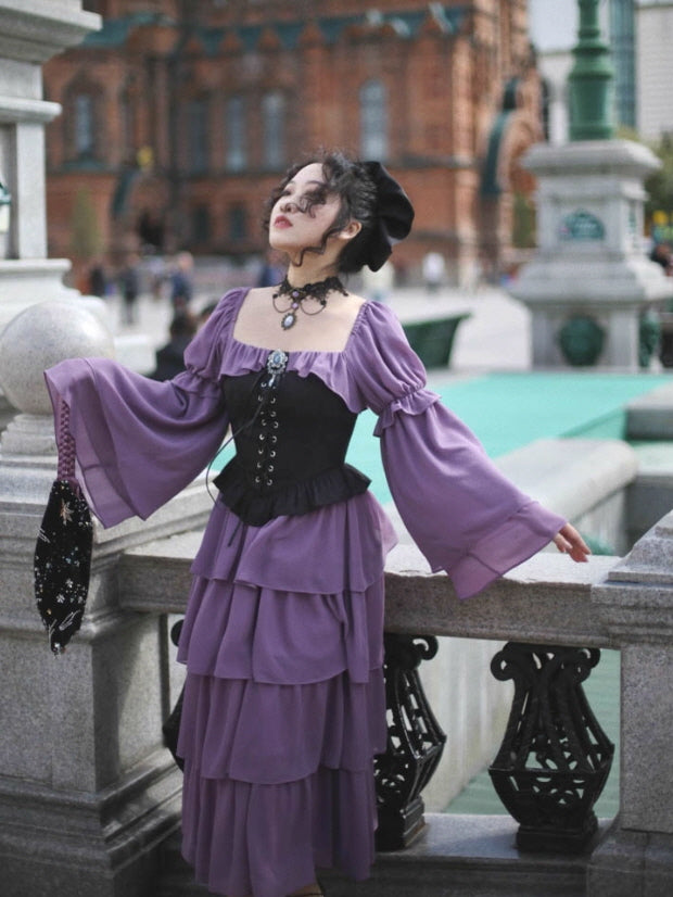 Violet Corset Tiered Ruffle Dress