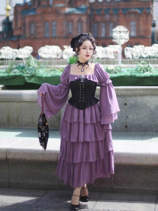 Violet Corset Tiered Ruffle Dress