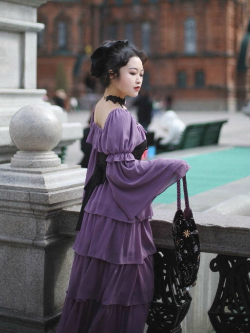 Violet Corset Tiered Ruffle Dress