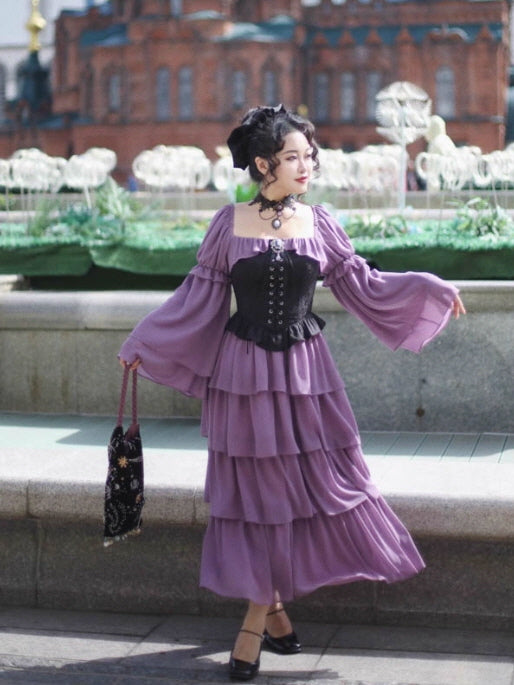 Violet Corset Tiered Ruffle Dress