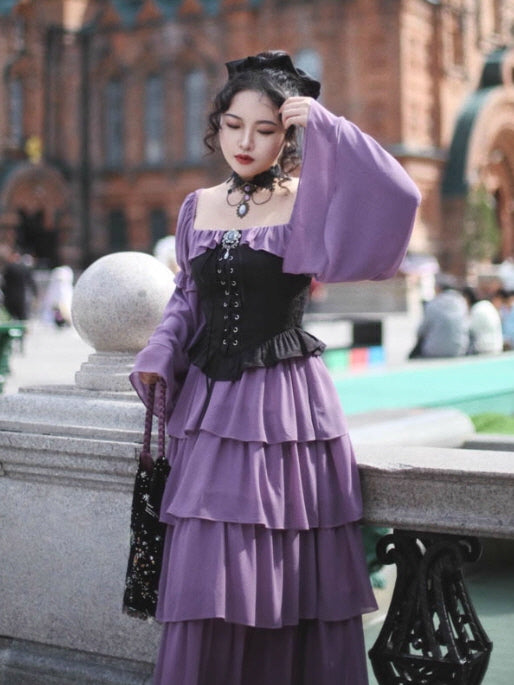 Violet Corset Tiered Ruffle Dress