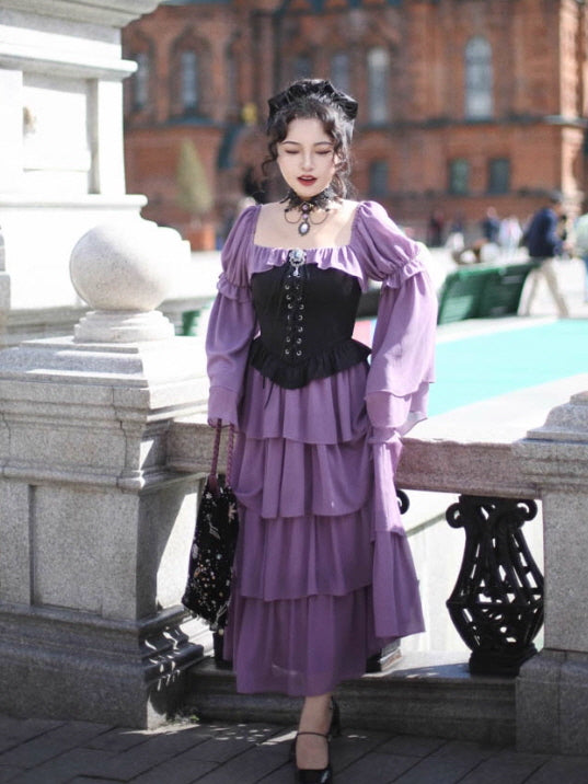 Violet Corset Tiered Ruffle Dress