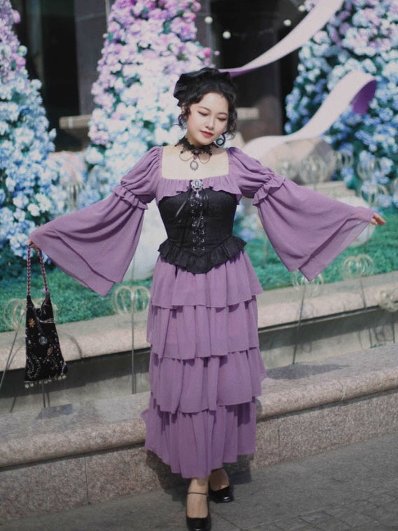 Violet Corset Tiered Ruffle Dress
