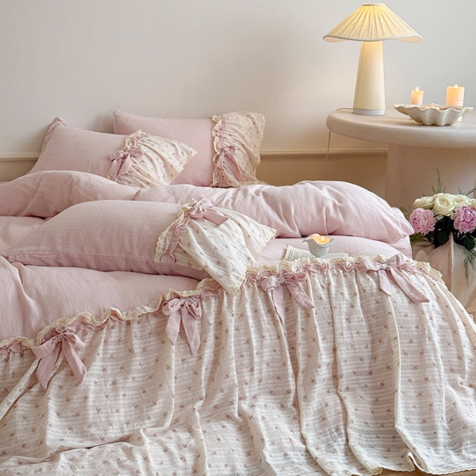 Rosy Whispers Ruffle Bedding Set