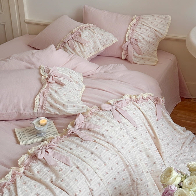 Rosy Whispers Ruffle Bedding Set