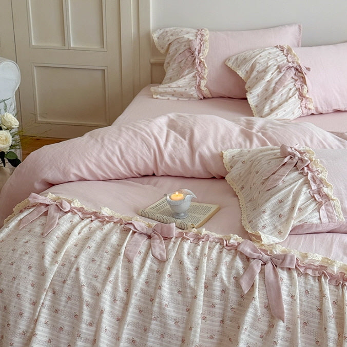 Rosy Whispers Ruffle Bedding Set