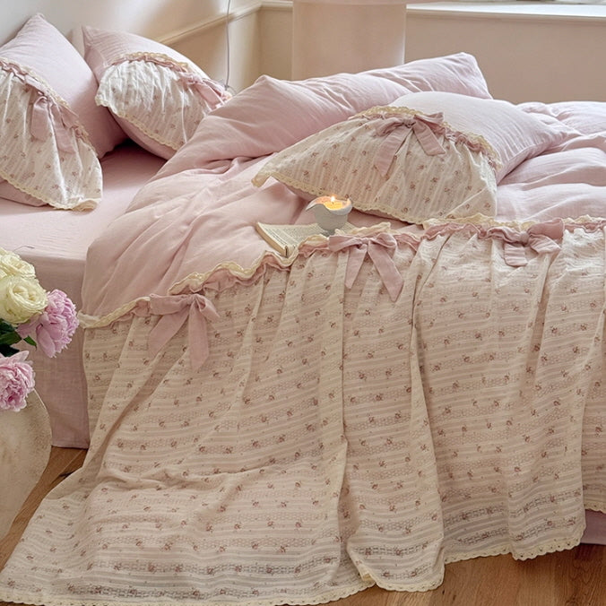 Rosy Whispers Ruffle Bedding Set