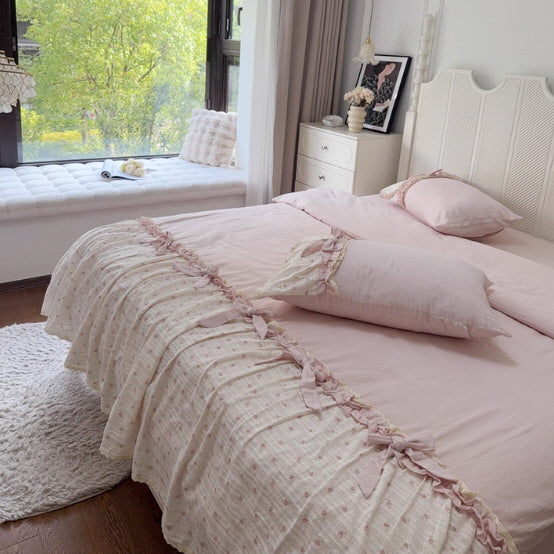 Rosy Whispers Ruffle Bedding Set