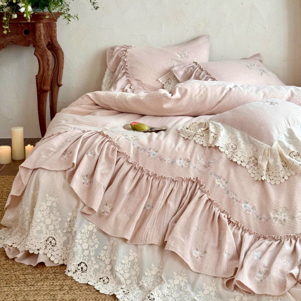 Butterfly Lace Ruffle Bedding Set