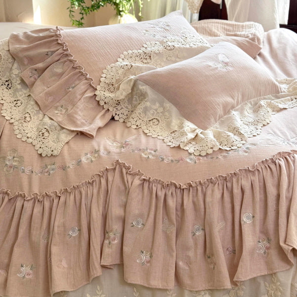 Butterfly Lace Ruffle Bedding Set