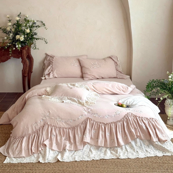 Butterfly Lace Ruffle Bedding Set
