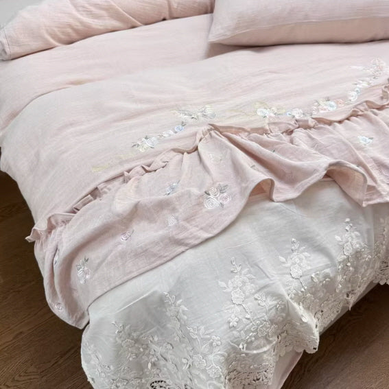 Butterfly Lace Ruffle Bedding Set
