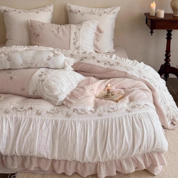 Butterfly Garden Lace Embroidered Bedding Set