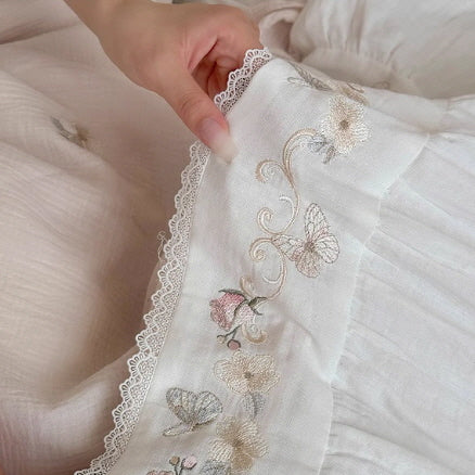 Butterfly Garden Lace Embroidered Bedding Set