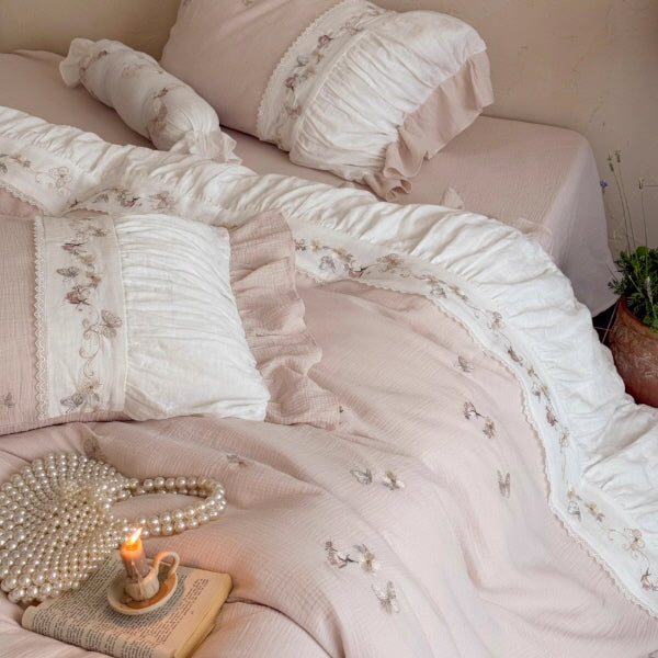 Butterfly Garden Lace Embroidered Bedding Set