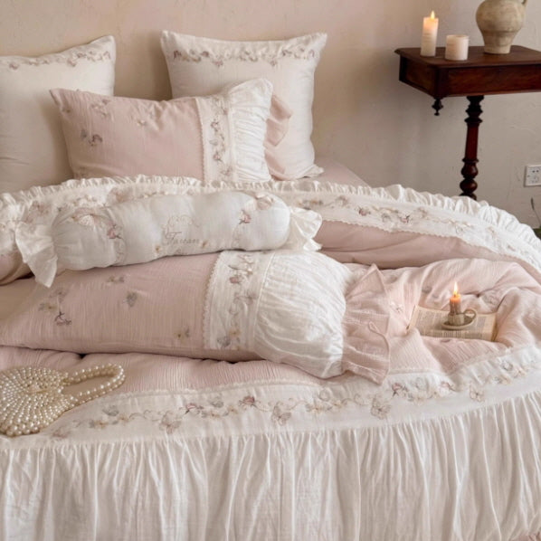 Butterfly Garden Lace Embroidered Bedding Set