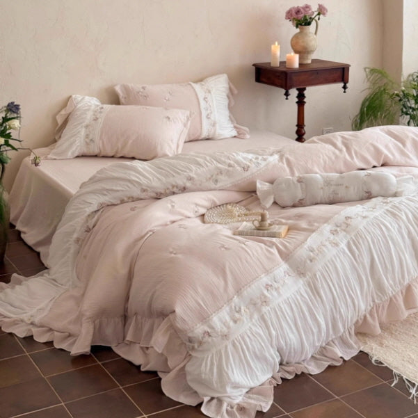 Butterfly Garden Lace Embroidered Bedding Set