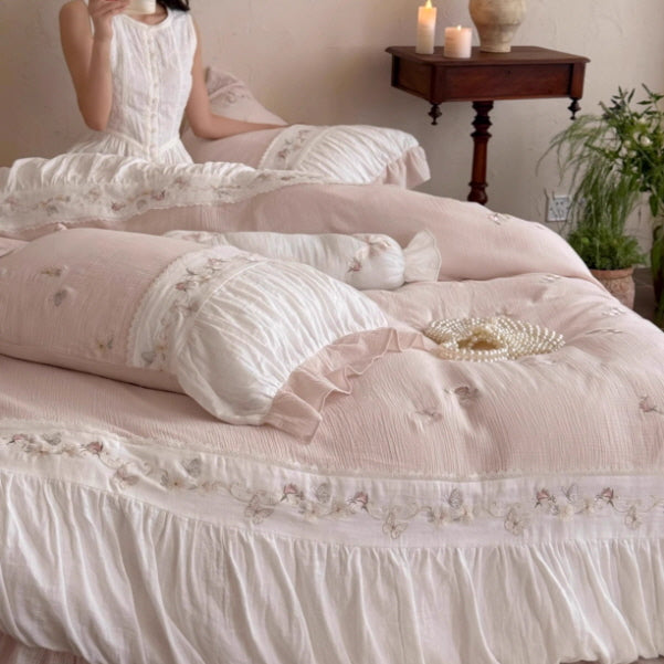 Butterfly Garden Lace Embroidered Bedding Set