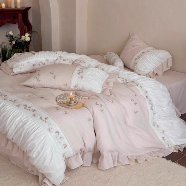 Butterfly Garden Lace Embroidered Bedding Set