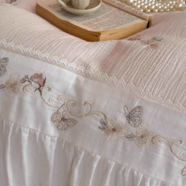 Butterfly Garden Lace Embroidered Bedding Set