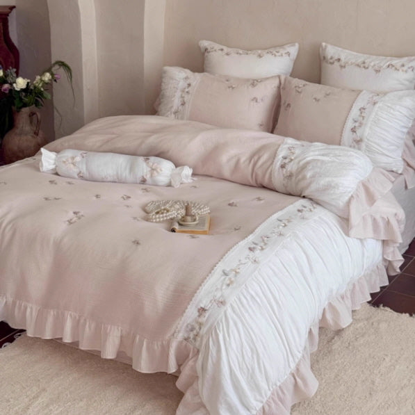Butterfly Garden Lace Embroidered Bedding Set