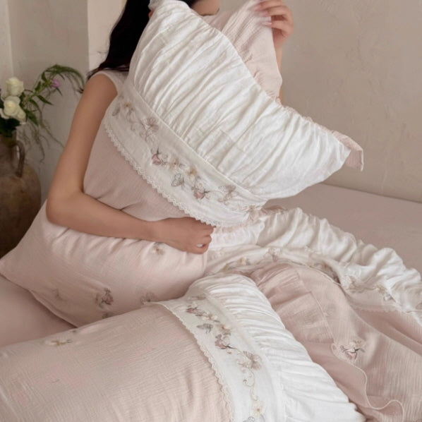 Butterfly Garden Lace Embroidered Bedding Set