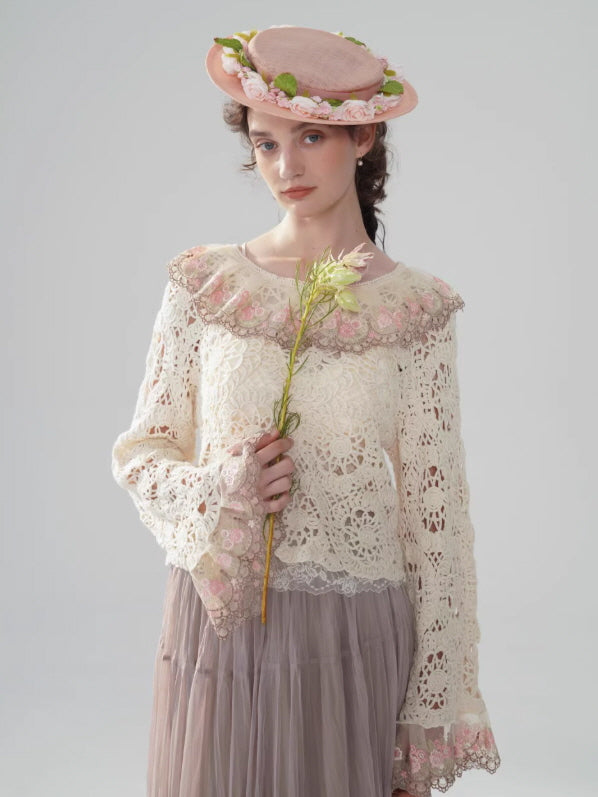 Ribbon Bloom Tulle Long Skirt – Romantic Vintage Aesthetic