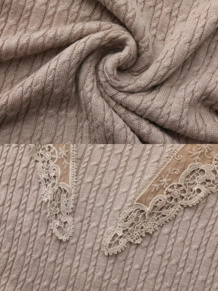 Vintage Lace Collar Knit Long Dress