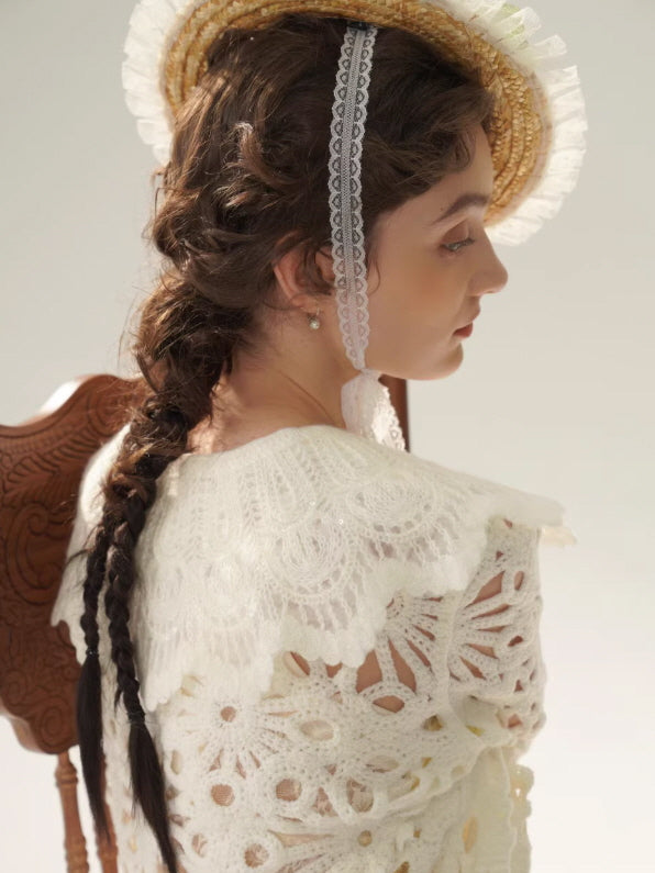 Floral Cutwork Lace Embroidered Collar Blouse