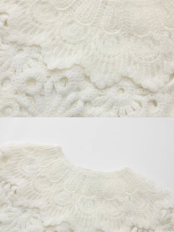 Floral Cutwork Lace Embroidered Collar Blouse