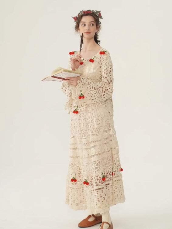 Cherry Garden Crochet Lace Blouse