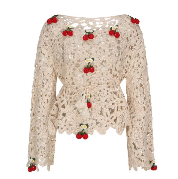 Cherry Garden Crochet Lace Blouse